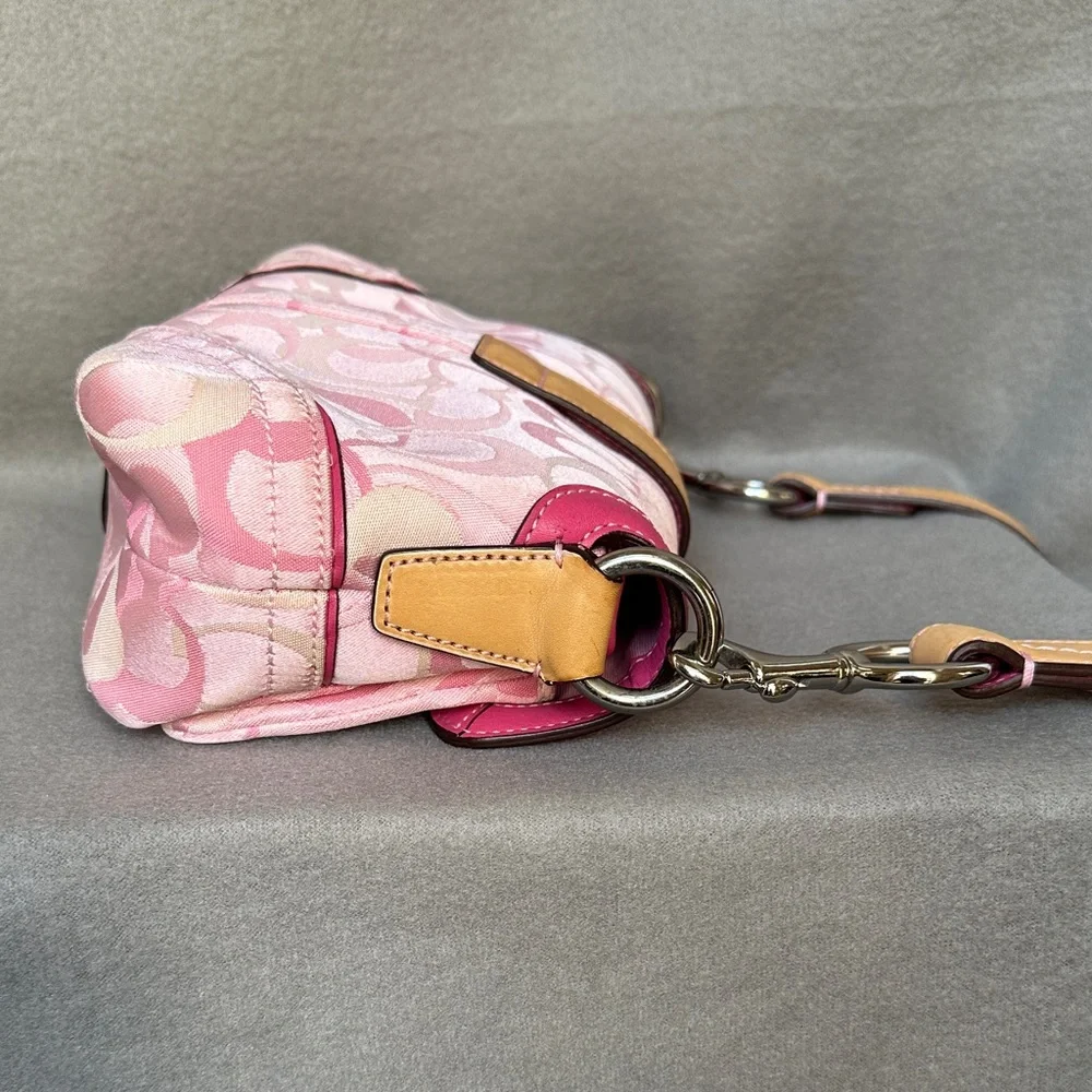 Coach 1854 Pink Signature Jacquard Buckle Flap Crossbody with Tag RARE Vintage - Picture 5 of 16